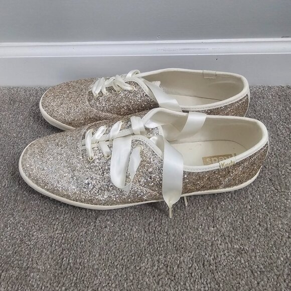 Kate Spade x Keds Glitter Sneakers – Satin Laces – Size 9.5D - Picture 4 of 6